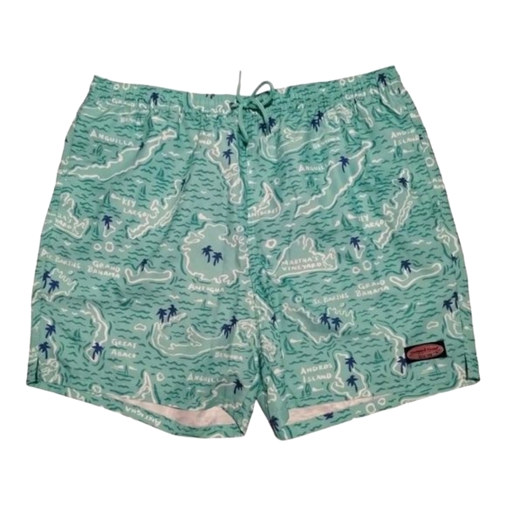 Vineyard Vines Chappy Island Map-Print Swim Trunks‎ Boardshorts Size XL Green